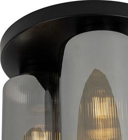 Art Deco mennyezeti lámpa fekete füstüveggel 3-lámpás - Laura