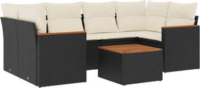vidaXL 7 részes fekete polyrattan kerti ülőgarnitúra párnával