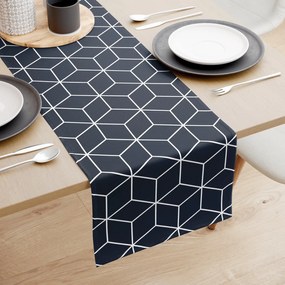 Goldea pamut asztali futó - mozaik mintás, sötétkék alapon 20x120 cm