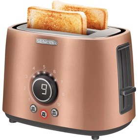 Sencor - Kenyérpirító két lyukkal, melegítővel 1000W/230V réz