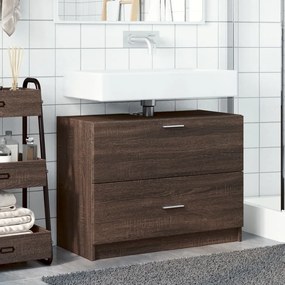 Barna tölgy színű szerelt fa mosdószekrény 78 x 37 x 59 cm