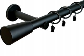 Függönykarnis Szimpla Fém fekete matt mix választható végek 25 mm 320 cm