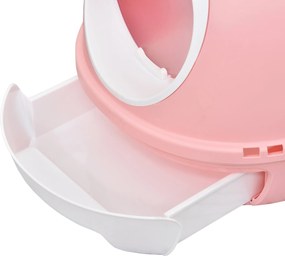 PawHut Macskaalom Doboz Hordozható WC Ház Macskáknak Csúszó Alomtálca Lengőajtó Ablakkal + Kanál Tartozék Méretek: 47L x 55W x 44H cm Rózsaszín | Aoso