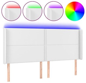 fehér műbőr LED-es fejtámla 163x16x118/128 cm