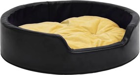 vidaXL fekete-sárga plüss és műbőr kutyaágy 99 x 89 x 21 cm