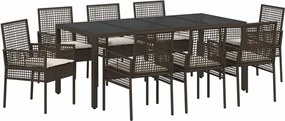vidaXL Kert étkező szett 9 pcs Barna polirattan