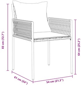7 részes Kerti Étkező Szett párnákkal barna poly rattan
