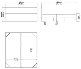 Natúr színű franciaágy ágyrács nélkül 180x200 cm tölgyfa dekorral Naia – Tvilum