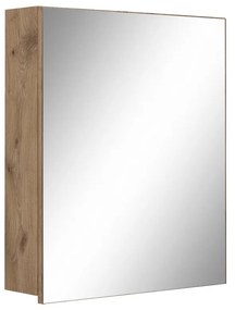 Natúr színű fali tükrös fürdőszoba szekrény tölgyfa dekorral 60x70 cm Wisla – Støraa