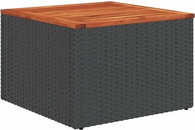 vidaXL fekete polyrattan és akácfa kerti asztal 55 x 55 x 37 cm