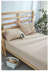 Bézs gumis pamut lepedő és párnahuzat szett 180x200 cm – Mila Home