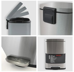 Matt ezüstszínű acél pedálos szemetes 5 l Akira – Spirella