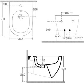 Sapho, INFINITY fali bidé 36,5x53cm, fehér, 10NF41001