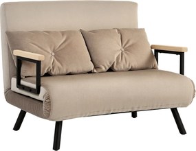 HOMCOM Kanapéágy, Összecsukható Ágy Funkcióval, Fotel Hátpárnával, Kárpitozott Kanapé Állítható Hátfallal, Plüss Kinézet, 102 x 73 x 81 cm, Világos Ba