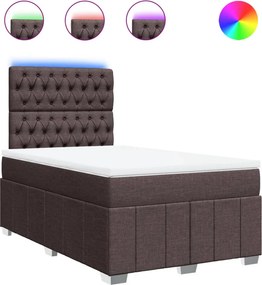 vidaXL sötétbarna szövet rugós ágy matraccal 120 x 190 cm