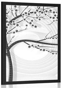 Poszter modern fekete fehér fa absztrakt kivitelben