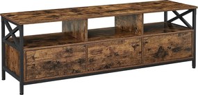 TV szekrény polcokkal és fiókokkal, rusztikus barna 147x40x50cm