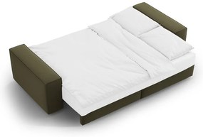 Zöld bársony kinyitható-tárolóhelyes kanapé 247 cm Jodie – Micadoni