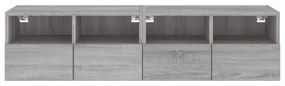 2 db szürke sonoma színű szerelt fa fali TV-szekrény 60x30x30cm