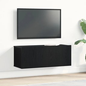 Fekete Tölgy TV Állvány 80x30x30 cm Műanyag Fából készült