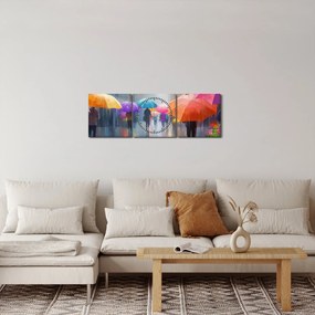 Kép - Esős nap (órával) (90x30 cm)