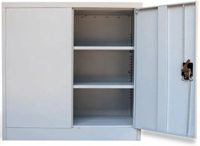 szürke kétajtós acél irodai szekrény 90 cm