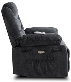 Elektromosan Vezérelhető Masszázsfunkciós Relaxfotel Fekete Színben. JASPER