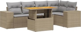 vidaXL 6 részes bézs polyrattan kerti ülőgarnitúra párnával