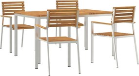 vidaXL Kert étkező szett 5 pcs Barna Tömör Akácfa