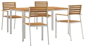vidaXL Kert étkező szett 5 pcs Barna Tömör Akácfa