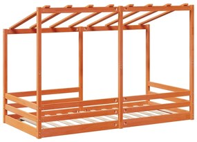viaszbarna tömör fenyőfa gyerekágy tetővel 80 x 200 cm