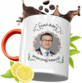 Narancssárga Bögre Mateusz Morawiecki Ajándék fényképes nyomtatással