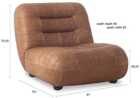 Konyakbarna bőr fotel Wyatt – Dutchbone