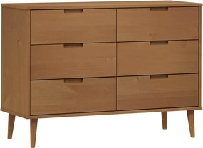vidaXL MOLDE barna tömör fenyőfa fiókos szekrény 113 x 40 x 80 cm