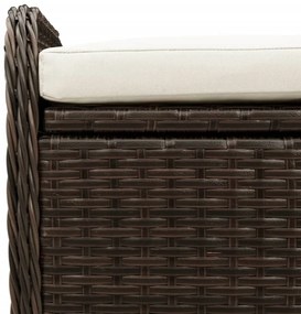 barna polyrattan tárolópad párnával 80 x 51 x 52 cm
