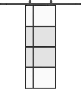 vidaXL fekete edzett üveg tolóajtó fémszerelék szettel 76x205 cm