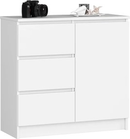 Fiókos komód hálószoba nappali bútor 80x35x77 cm barna fehér GW-02