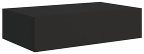 2 db fekete MDF falra szerelhető fiókos polc 40 x 23,5 x 10 cm