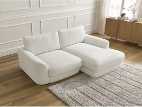 Fehér buklé sarokkanapé (jobb oldali-heverő résszel) Leonore – Bobochic Paris