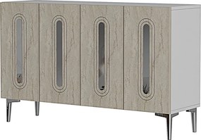 Rany 120 - White, Travertine, Silver