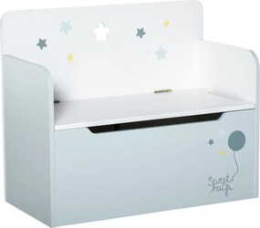 HOMCOM Gyerek 2 az 1-ben Fa Tároló Pad háttámlával 3-6 éves gyermekeknek, 60x30x50 cm, Világoskék | Aosom