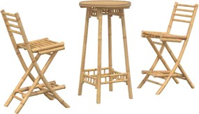 vidaXL 3 részes bambusz kültéri bárszett összecsukható