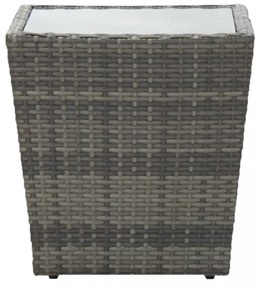 3 részes szürke polyrattan és edzett üveg bisztrószett