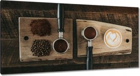 Vászonkép 115x55 Kávé ínyenceknek Bronz