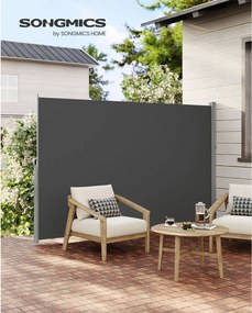Oldalsó terasznapellenző, belátásgátló, szürke, 220 g/m² 160 x 300 cm