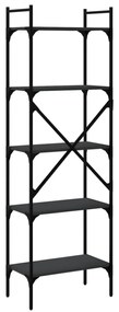 5 szintes fekete szerelt fa könyvespolc 56 x 31,5 x 174 cm
