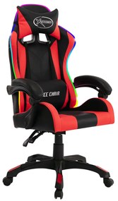 vidaXL piros és fekete műbőr versenyszék RGB LED-világítással