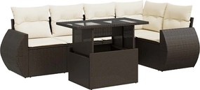 vidaXL 6 részes barna polyrattan kerti ülőgarnitúra párnával
