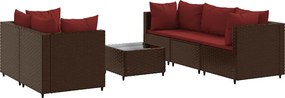 vidaXL 6 részes barna polyrattan kerti ülőgarnitúra párnákkal