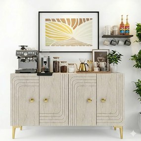 Lessi 120 - White, Travertine, Gold